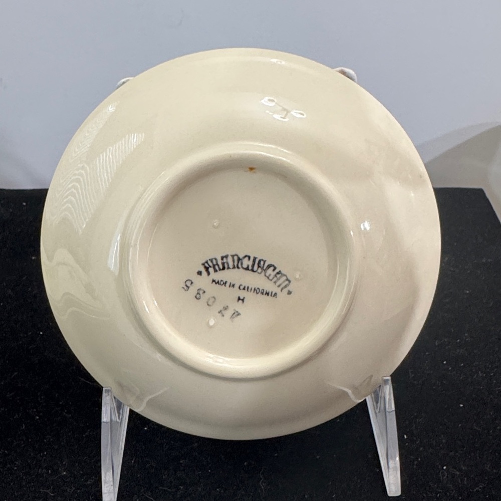 3- 1950’s Vintage Franciscan Ware Ivy Leaf Patterned fruit bowls 5 3/8“ - Picture 3 of 3